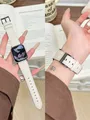 Bracelet cuir boucle pour Apple Watch 38 à 49 mm – Couleur du bracelet beige black