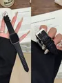 Bracelet cuir boucle pour Apple Watch 38 à 49 mm – Couleur du bracelet Black Silver