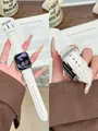 Bracelet cuir boucle pour Apple Watch 38 à 49 mm – Couleur du bracelet Craie