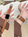 Bracelet cuir boucle pour Apple Watch 38 à 49 mm – Couleur du bracelet Gold Silver