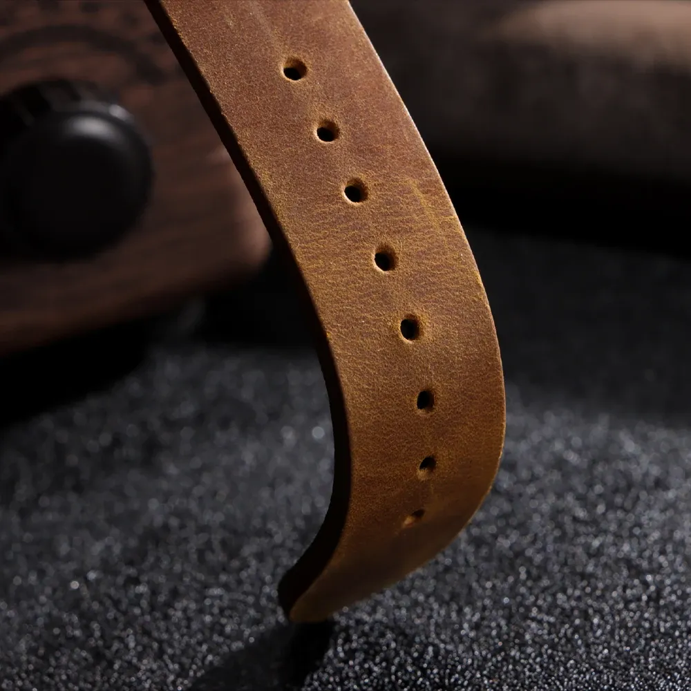 Bracelet cuir ciré vintage 18 à 24 mm fait main