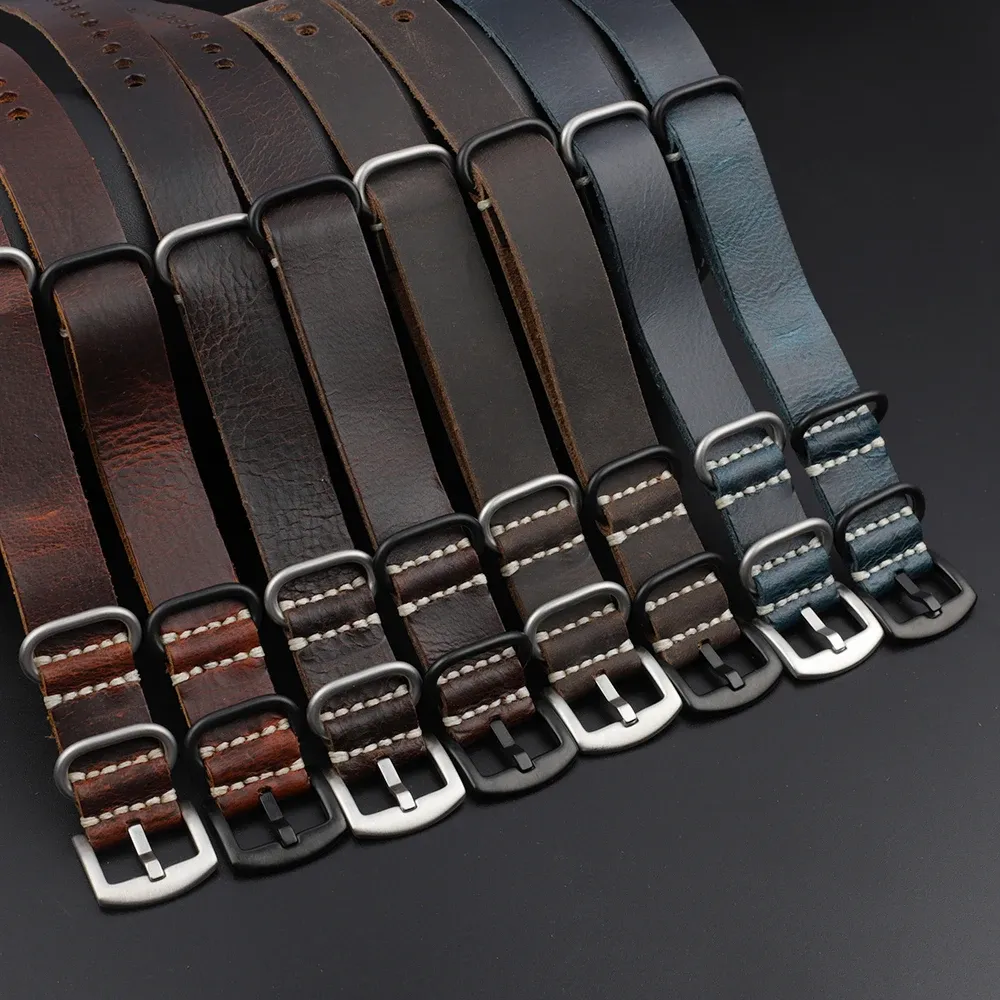 Bracelet cuir Crazy Horse 20 à 24 mm vintage