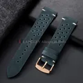 Bracelet cuir de veau respirant 18 à 24 mm universel – Couleur du bracelet Blue-Rosegold
