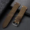 Bracelet cuir de veau respirant 18 à 24 mm universel – Couleur du bracelet Dark Brown-Black
