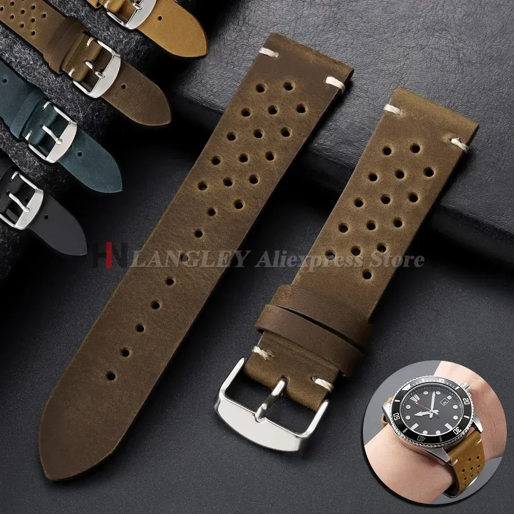 Bracelet cuir de veau respirant 18 à 24 mm universel