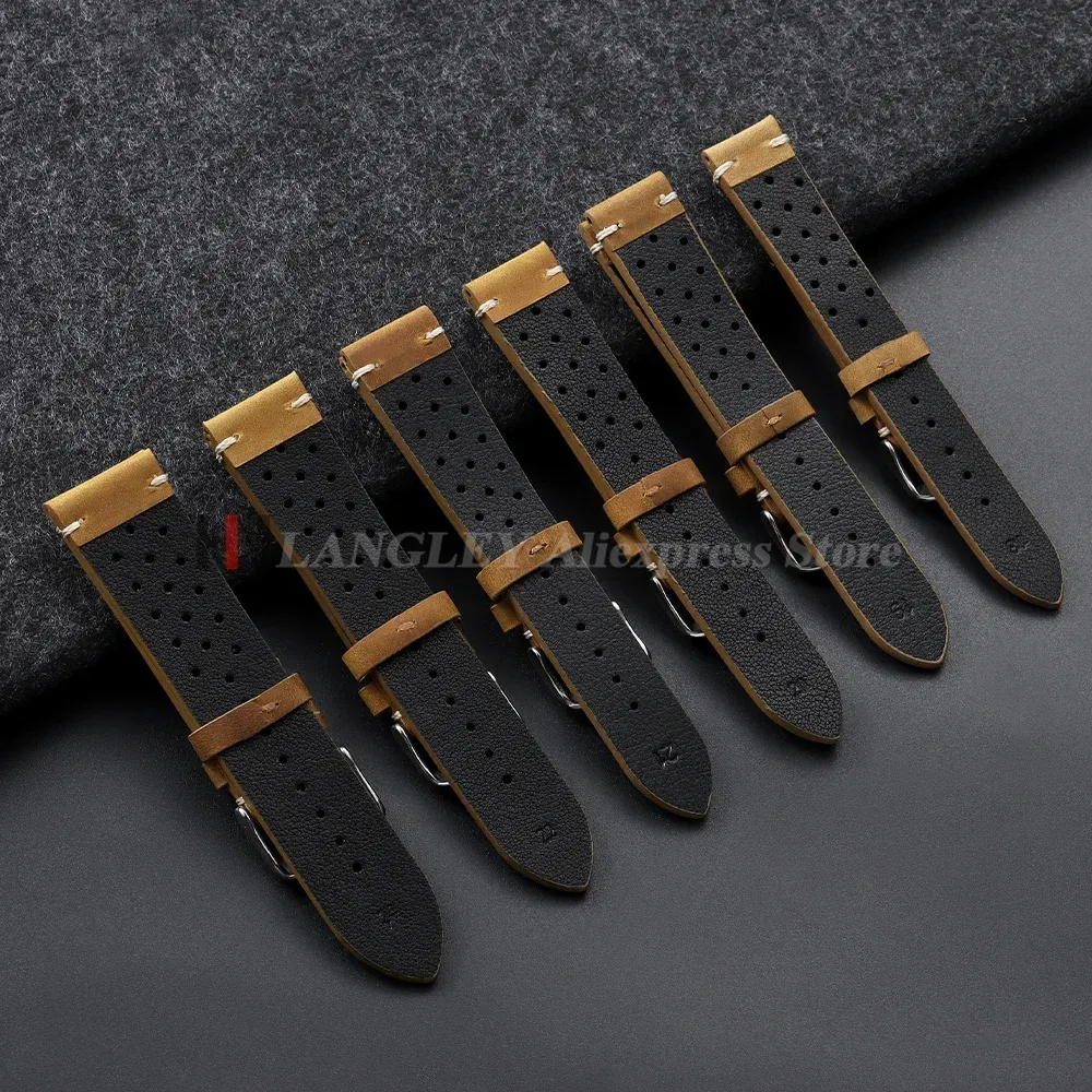 Bracelet cuir de veau respirant 18 à 24 mm universel