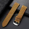 Bracelet cuir de veau respirant 18 à 24 mm universel – Couleur du bracelet Light Brown-Silver