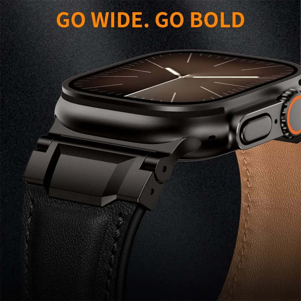 Bracelet cuir design Mecha pour Apple Watch 44 à 49 mm