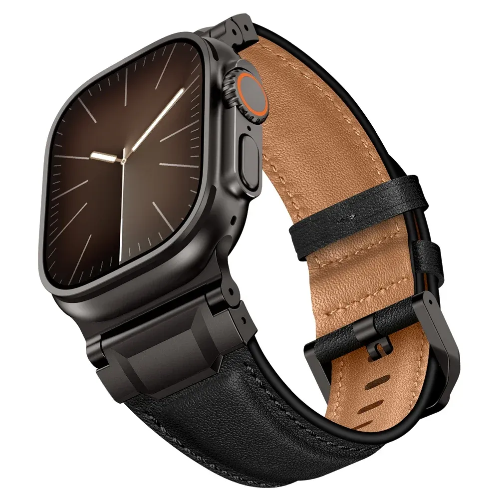 Bracelet cuir design Mecha pour Apple Watch 44 à 49 mm