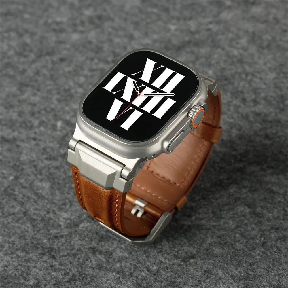 Bracelet cuir design Mecha pour Apple Watch 44 à 49 mm