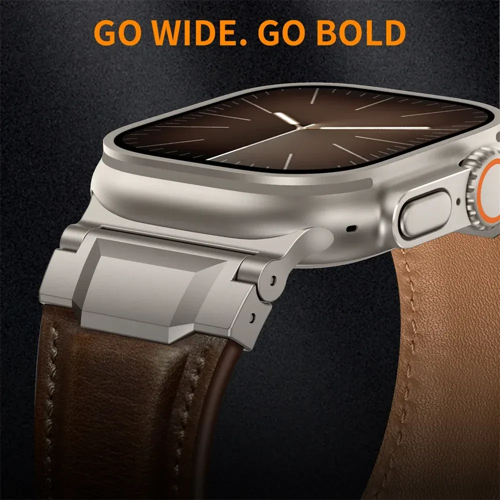 Bracelet cuir design Mecha pour Apple Watch 44 à 49 mm