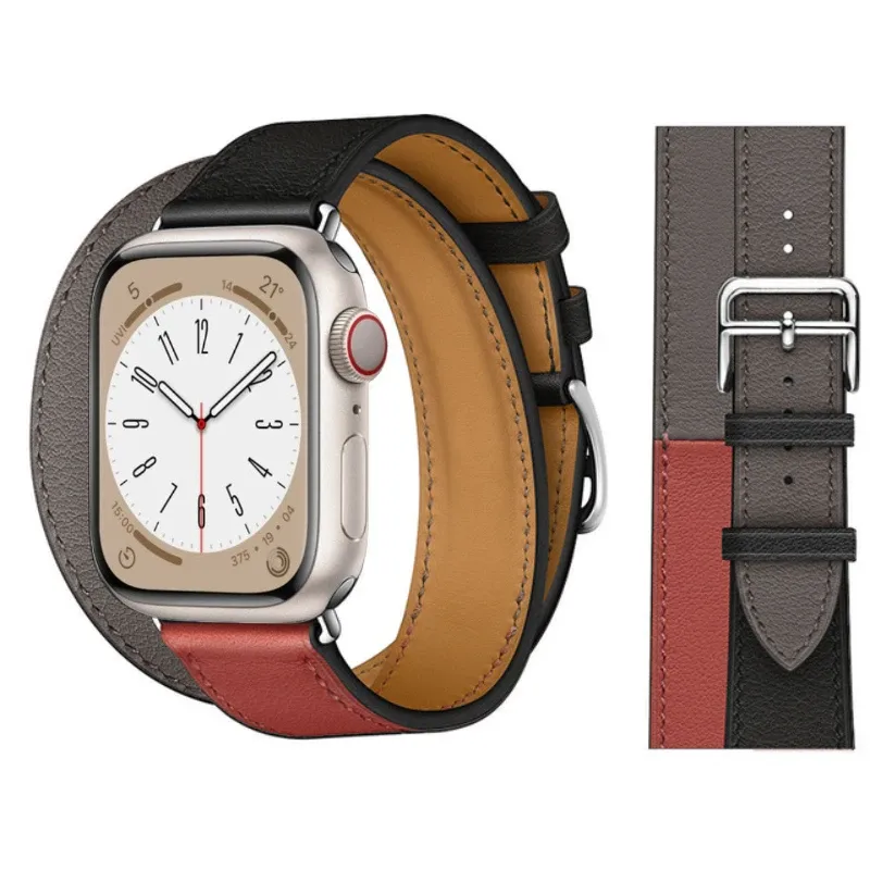 Bracelet cuir double boucle 38 à 49 mm