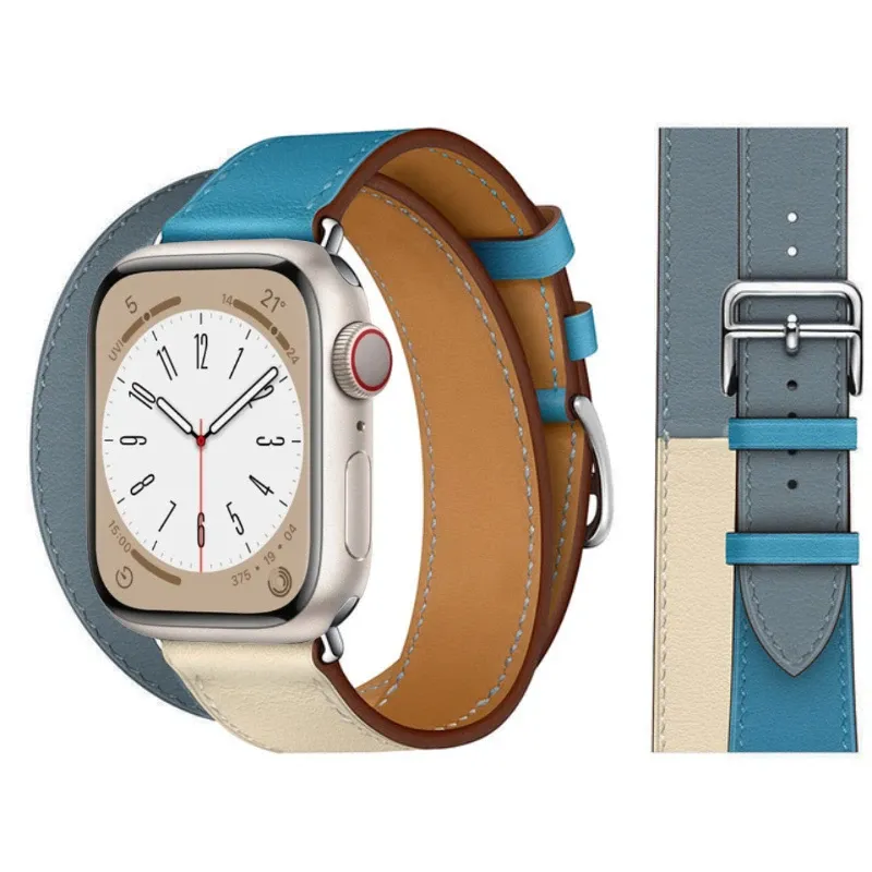 Bracelet cuir double boucle 38 à 49 mm