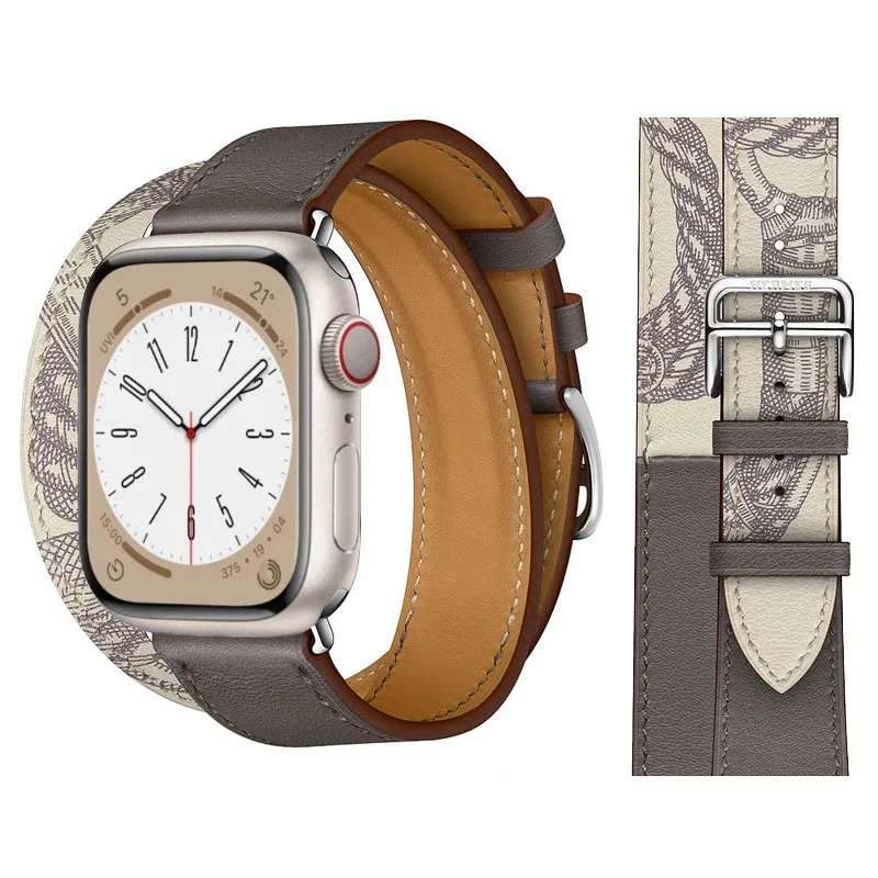 Bracelet cuir double boucle 38 à 49 mm