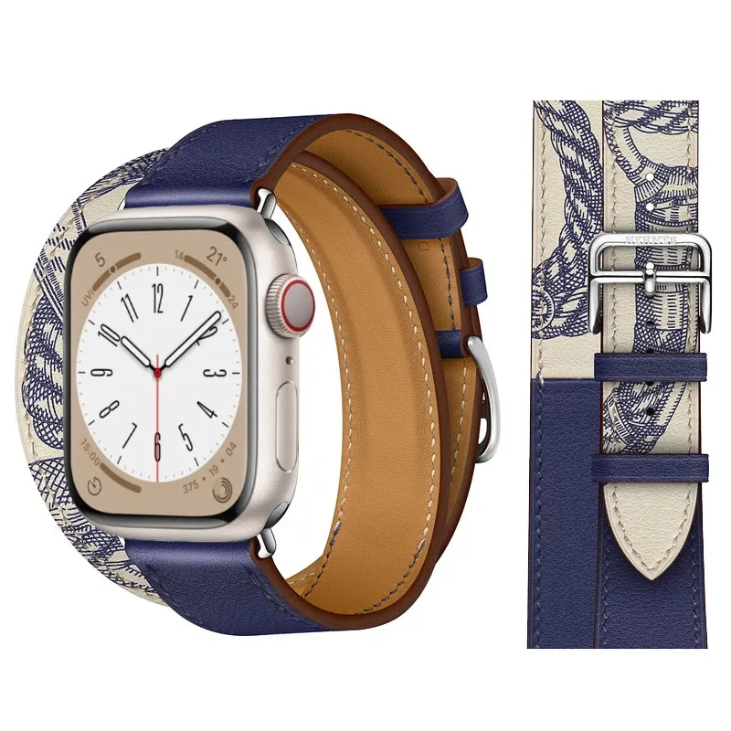 Bracelet cuir double boucle 38 à 49 mm