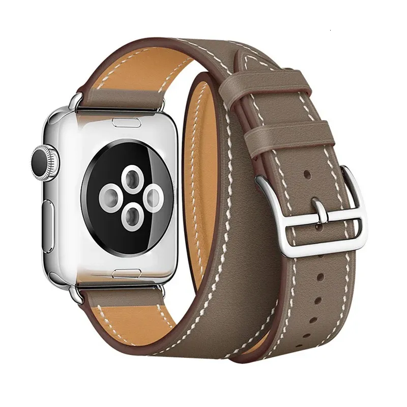 Bracelet cuir double boucle 38 à 49 mm