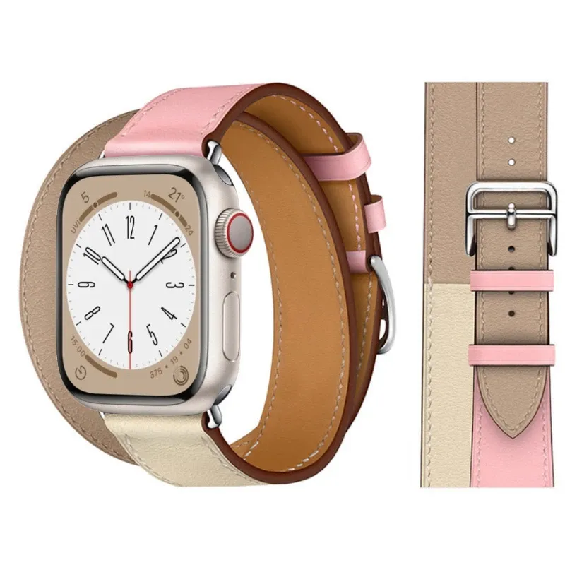 Bracelet cuir double boucle 38 à 49 mm