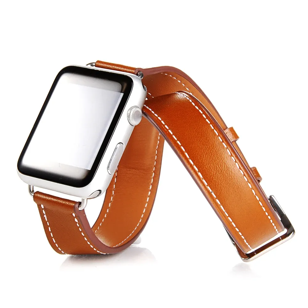 Bracelet cuir double tour 38 à 44 mm Apple Watch