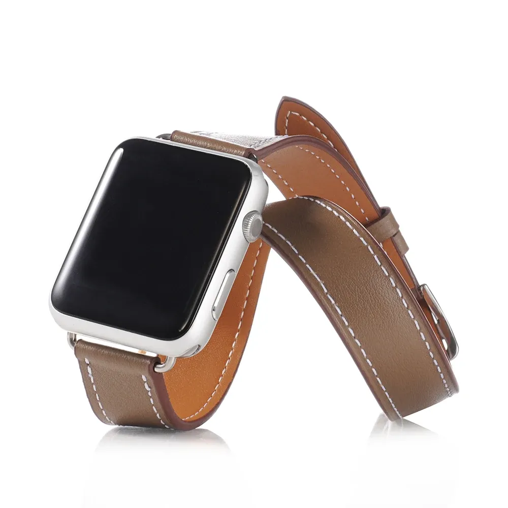 Bracelet cuir double tour 38 à 44 mm Apple Watch