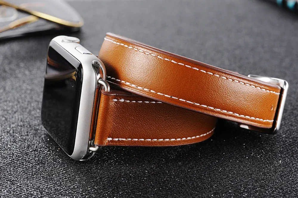 Bracelet cuir double tour 38 à 44 mm Apple Watch