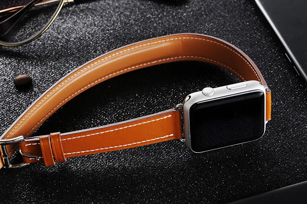 Bracelet cuir double tour 38 à 44 mm Apple Watch