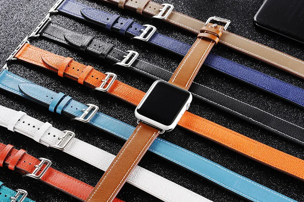 Bracelet cuir double tour 38 à 44 mm Apple Watch
