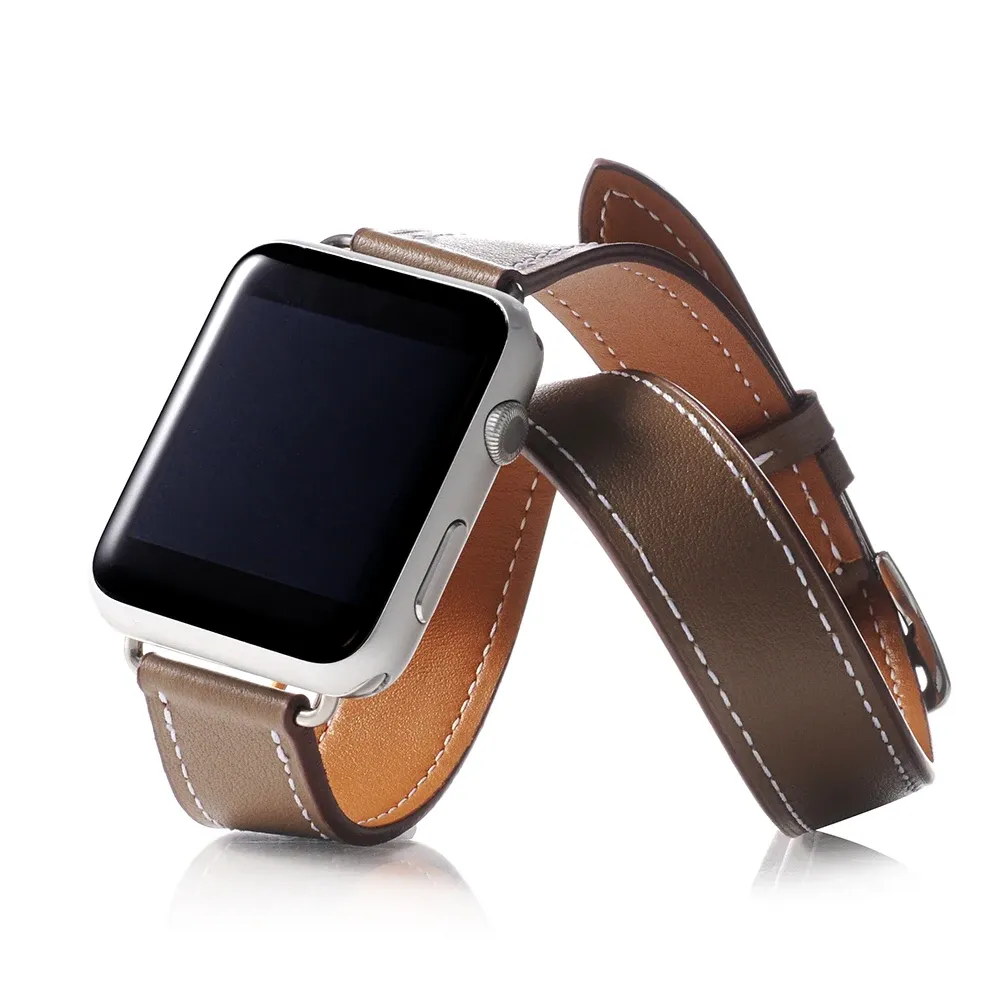 Bracelet cuir double tour 38 à 44 mm Apple Watch