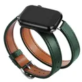 Bracelet cuir double tour 38 à 45 mm – Couleur du bracelet vert foncé