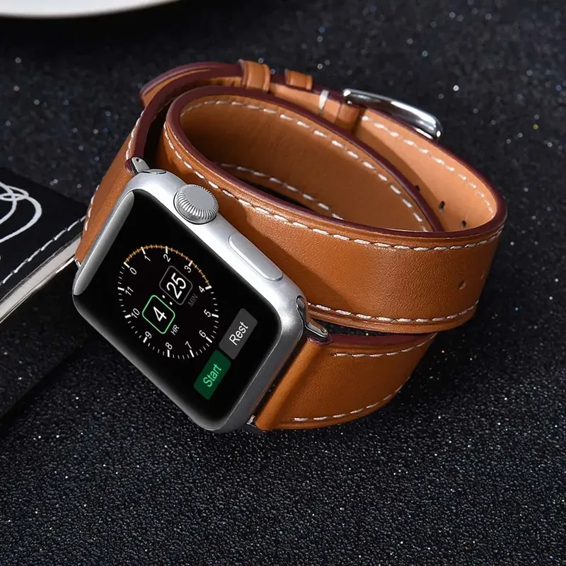Bracelet cuir double tour 38 à 49 mm