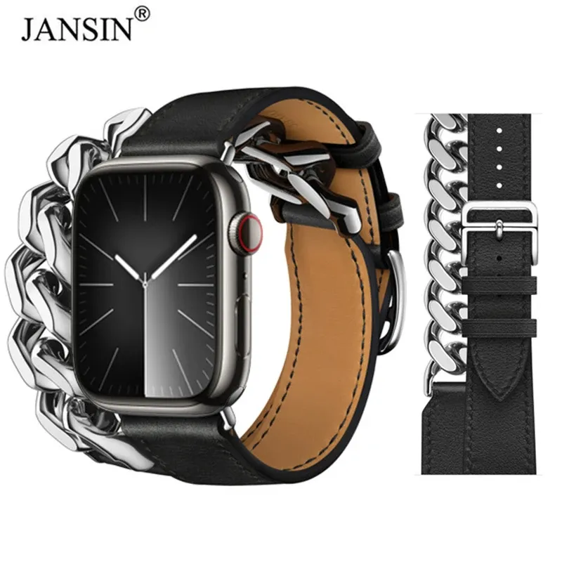 Bracelet cuir double tour 38 à 49 mm Apple Watch