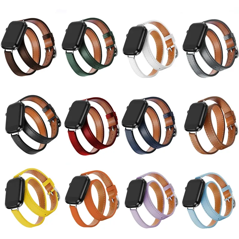 Bracelet cuir double tour 38 à 49 mm Apple Watch