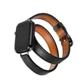 Bracelet cuir double tour 38 à 49 mm Apple Watch – Couleur black