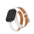 Bracelet cuir double tour 38 à 49 mm Apple Watch – Couleur du bracelet BLANC