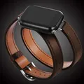 Bracelet cuir double tour 38 à 49 mm Apple Watch – Couleur DeepBrown
