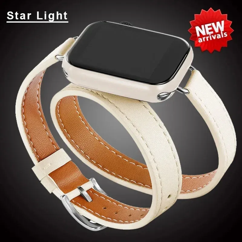 Bracelet cuir double tour 38 à 49 mm Apple Watch