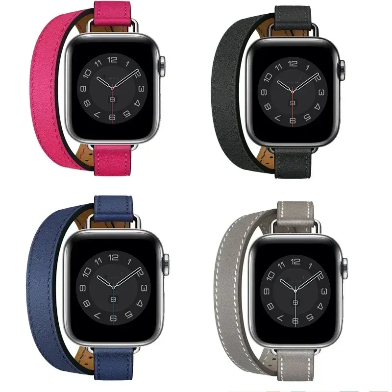 Bracelet cuir double tour 38 à 49 mm Apple Watch
