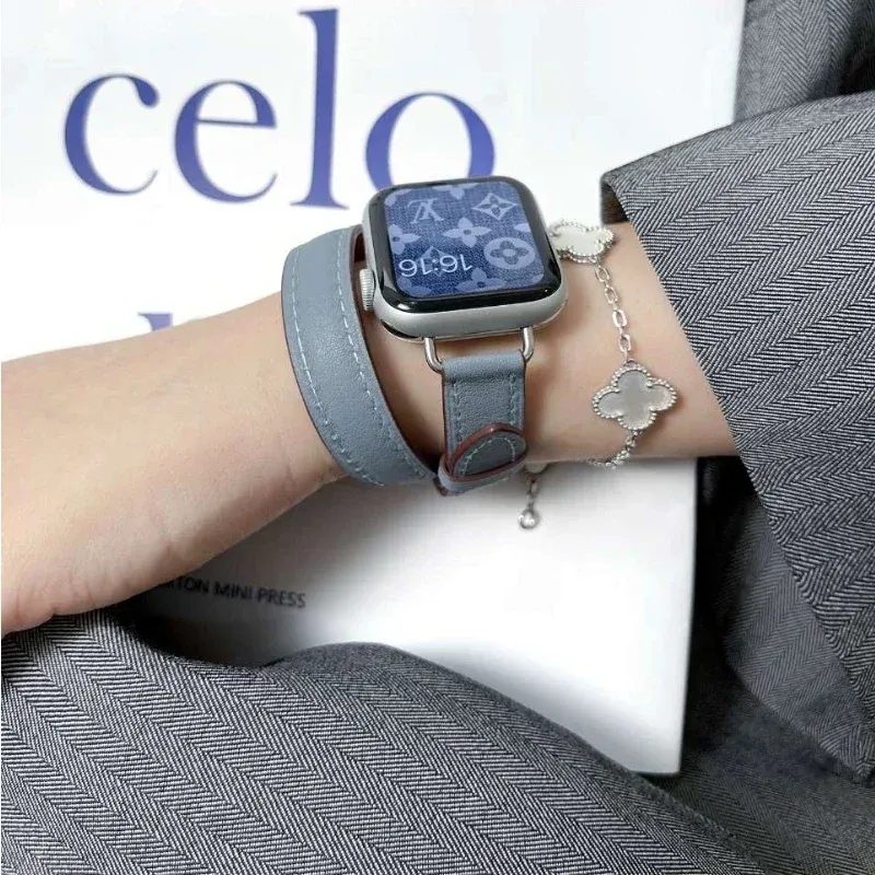 Bracelet cuir double tour 38 à 49 mm Apple Watch