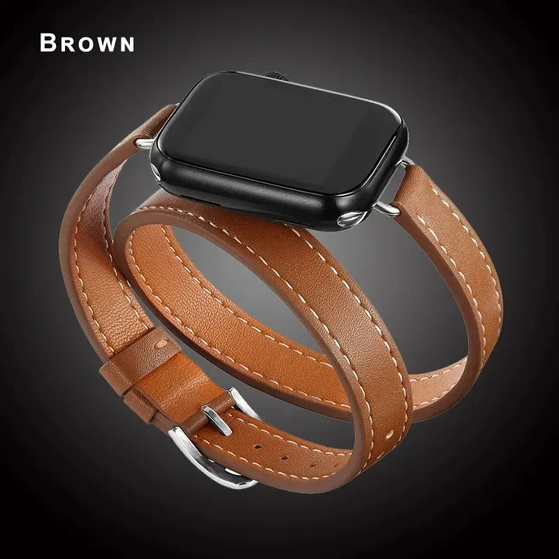 Bracelet cuir double tour 38 à 49 mm Apple Watch