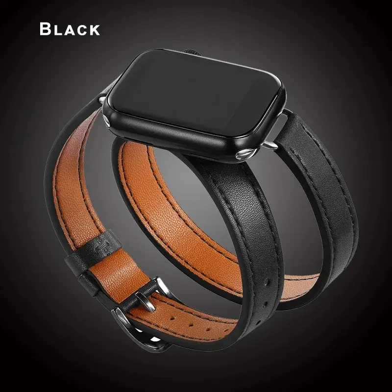 Bracelet cuir double tour 38 à 49 mm Apple Watch
