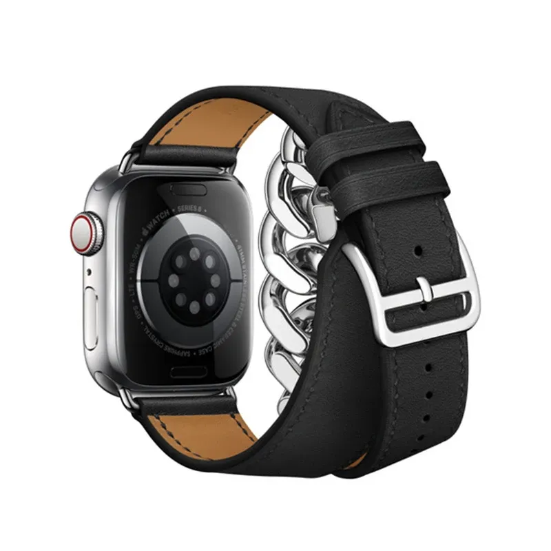 Bracelet cuir double tour 38 à 49 mm Apple Watch