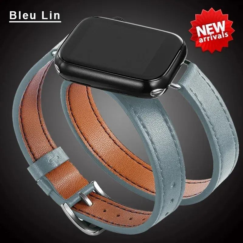 Bracelet cuir double tour 38 à 49 mm Apple Watch