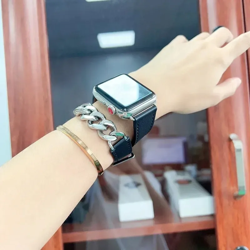 Bracelet cuir double tour 38 à 49 mm Apple Watch