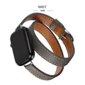 Bracelet cuir double tour 38 à 49 mm Apple Watch – Couleur du bracelet Grey