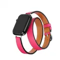 Bracelet cuir double tour 38 à 49 mm Apple Watch – Couleur du bracelet hot pink