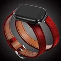 Bracelet cuir double tour 38 à 49 mm Apple Watch – Couleur Red