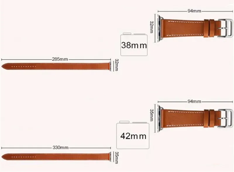 Bracelet cuir double tour 38 à 49 mm