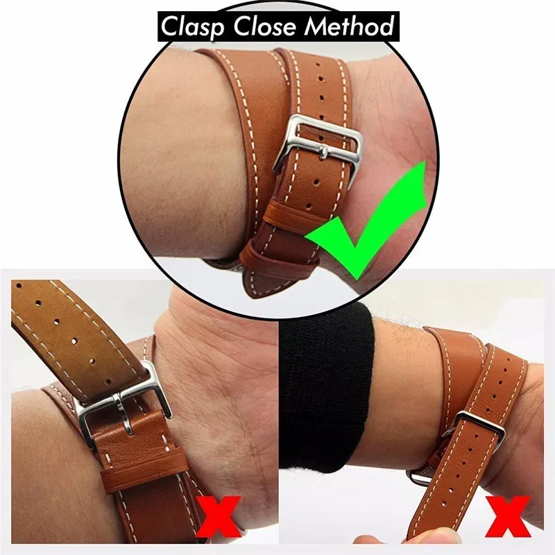 Bracelet cuir double tour 38 à 49 mm