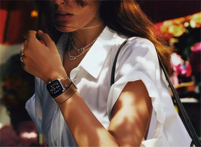 Bracelet cuir double tour 38 à 49 mm