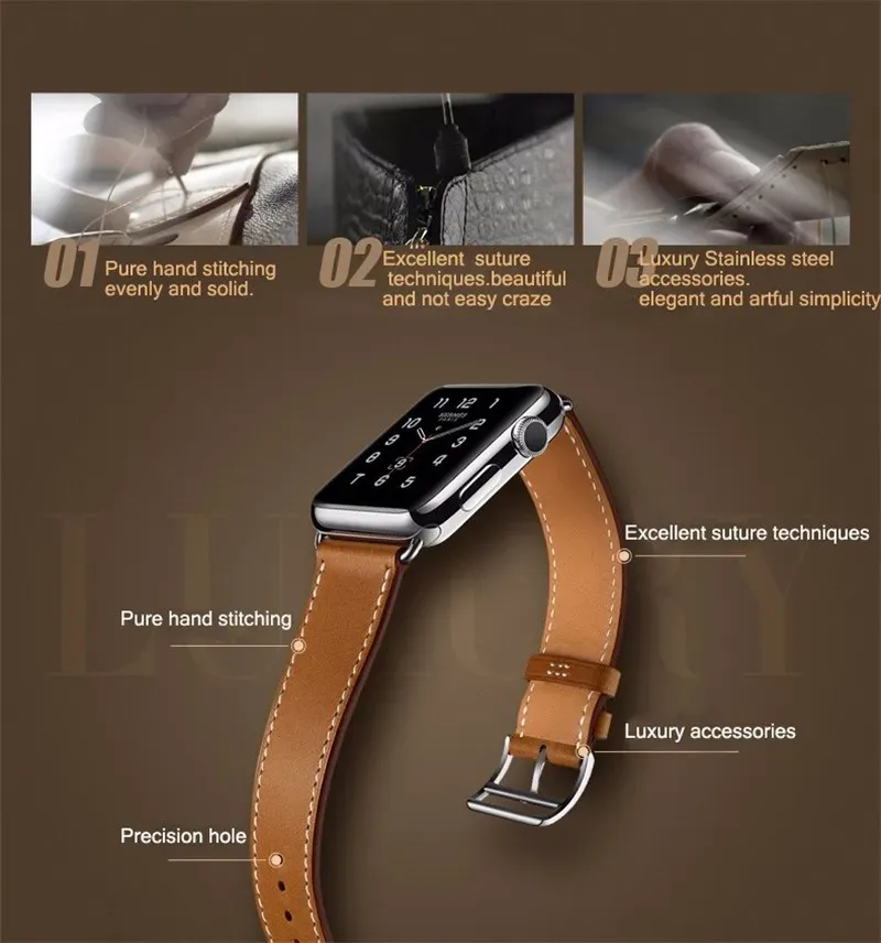 Bracelet cuir double tour 38 à 49 mm
