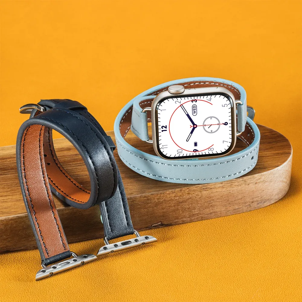 Bracelet cuir double tour 38 à 49 mm